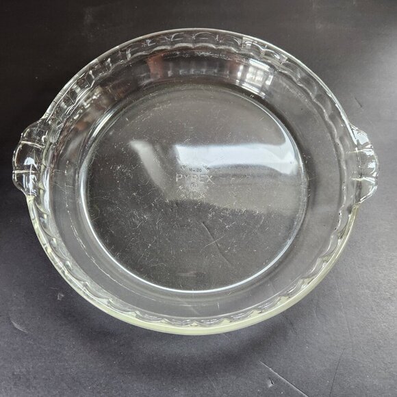 Vintage 80s Pyrex Pie Plate 9 1/2" Fluted Clear Glass Retro Kitchen Cott… - Picture 2 of 6